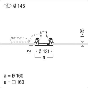 Einbaurahmen sw CARDAN Kst Ø160mm H68mm