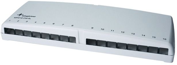 Patchpanel 16Ports Wandmont Schirm RAL9001 110x325x43,5mm