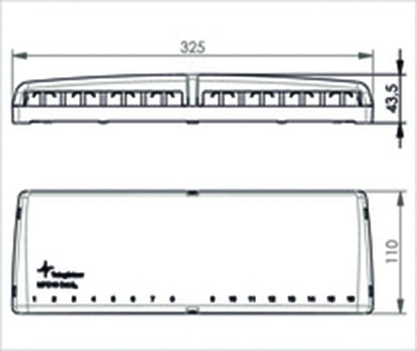 Patchpanel 16Ports Wandmont Schirm RAL9001 110x325x43,5mm
