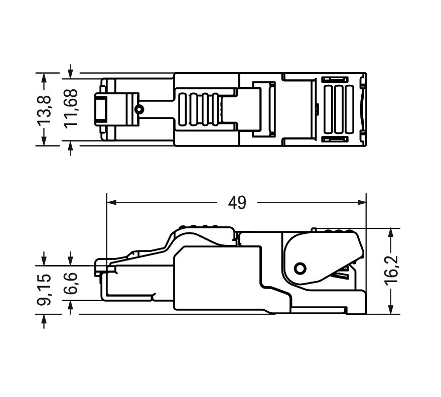 Modular-Stecker Cat6A RJ45 22-27AWG Feldkonf Schirm Litze massiv