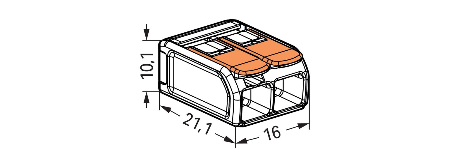 Steckklemme 2f 450V 32A Serie 221 0,5-6qmm m.BetätiHebel f.Massivleiter