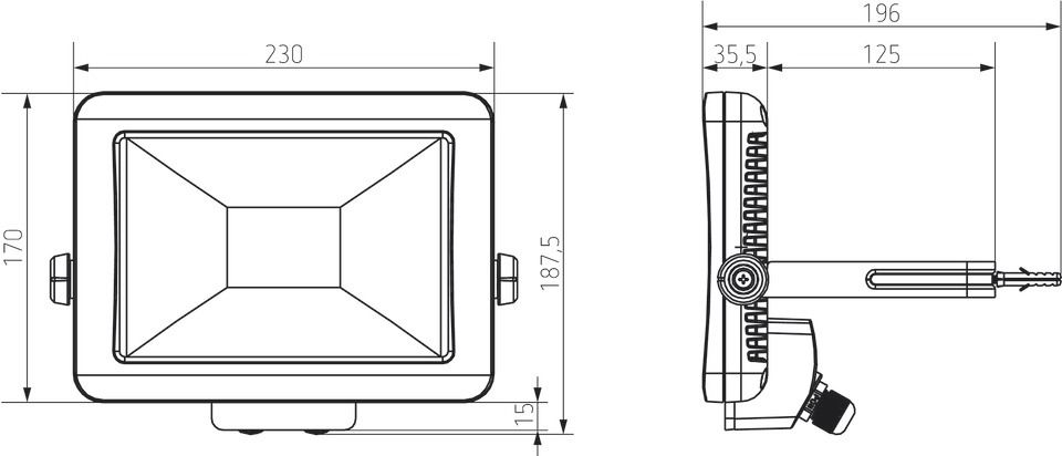 LED-Anbaustrahler 30W theLeda 5000K Konv 2100lm 1LED Alu IP65 ws mt RF:matt