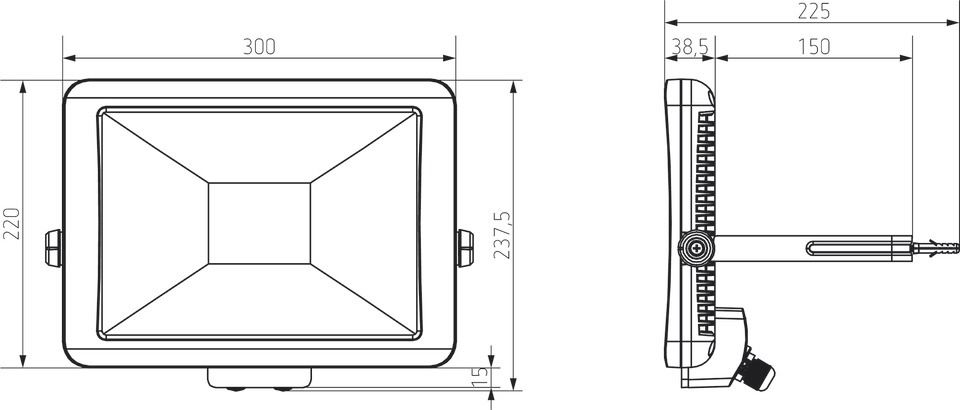 LED-Anbaustrahler 50W theLeda 5000K Konv 3600lm 1LED Alu IP65 ws mt RF:matt