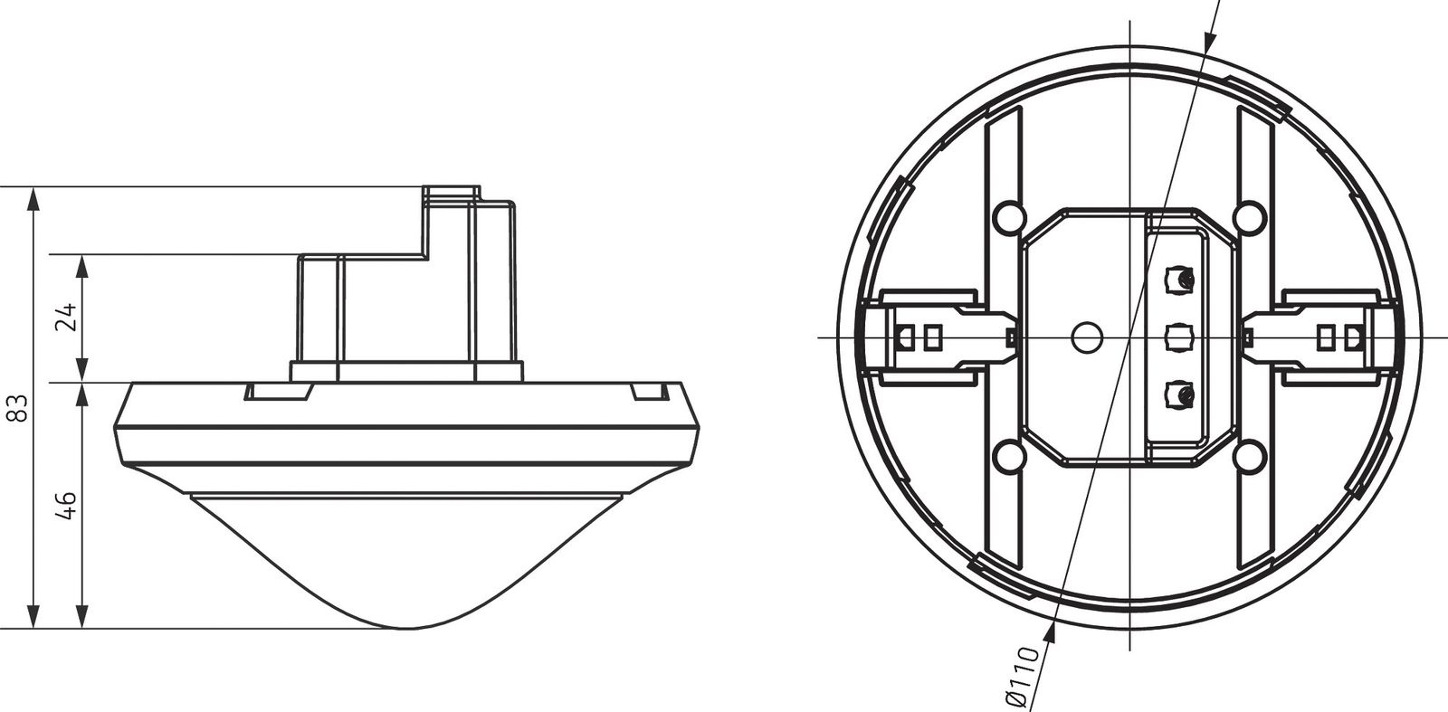 Präsenzmelder EB 0-360° 110-230V ws IP54 fernb Einb Konstantlichtregelung