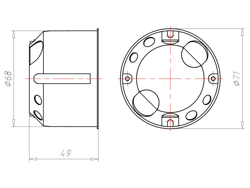 Hohlwanddose Ø68x48mm Kst rnd IP3X