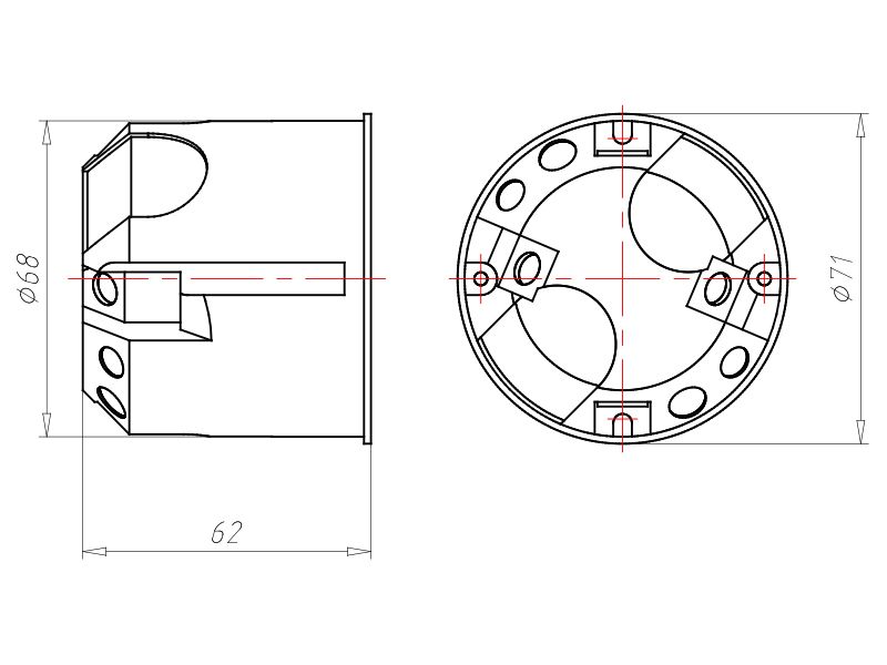 Verbindungsdose HW luftd Ø68x61mm Kst IP3X Ger/VerbDose/kast rnd