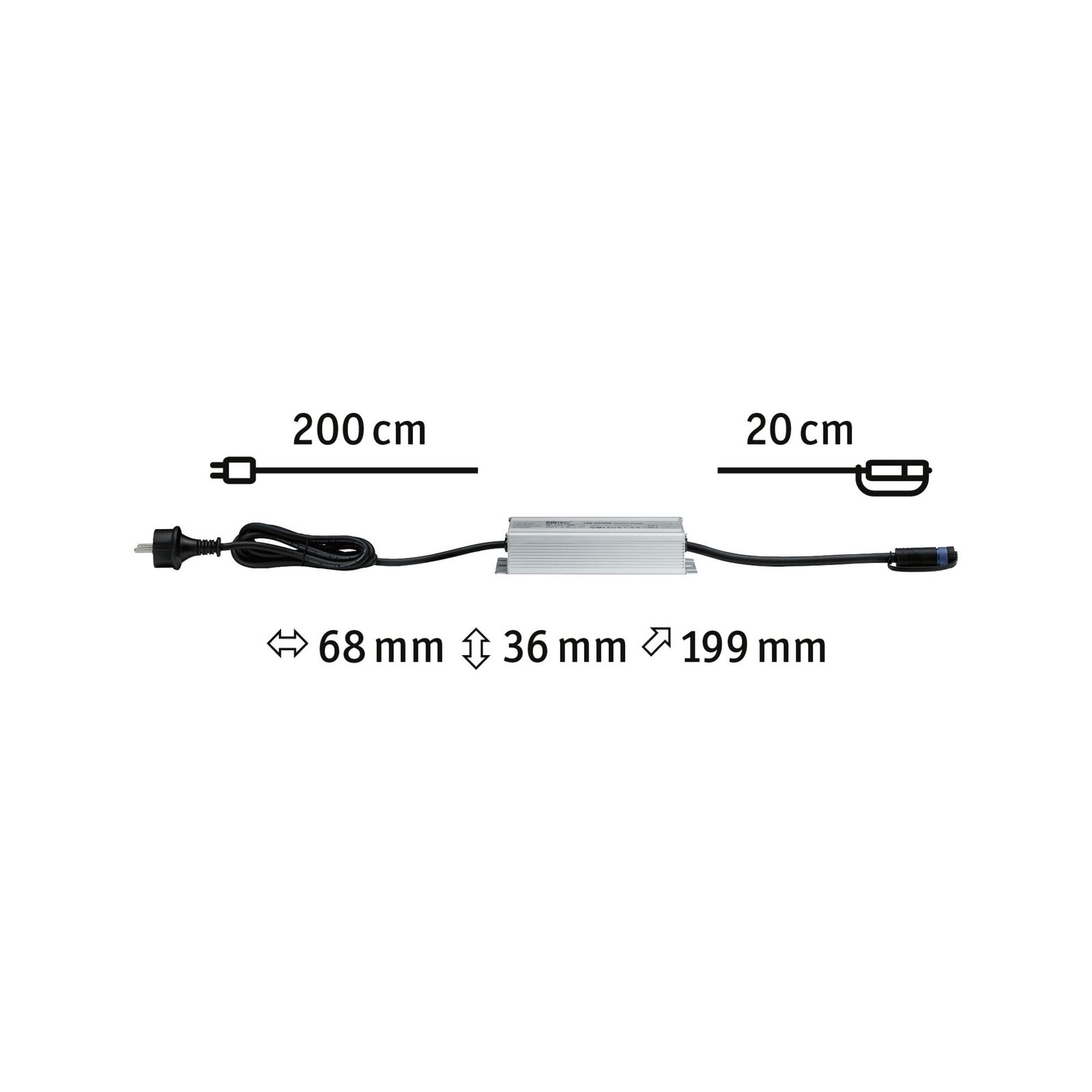 LED-Trafo 0-75W Plug&Shine 24V IP67 stat Metallgeh 186x64x40mm