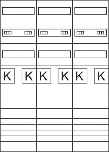 Komplettfeld 63A 6Z eHZ m.Verdr 5p 300mm 1050x800mm