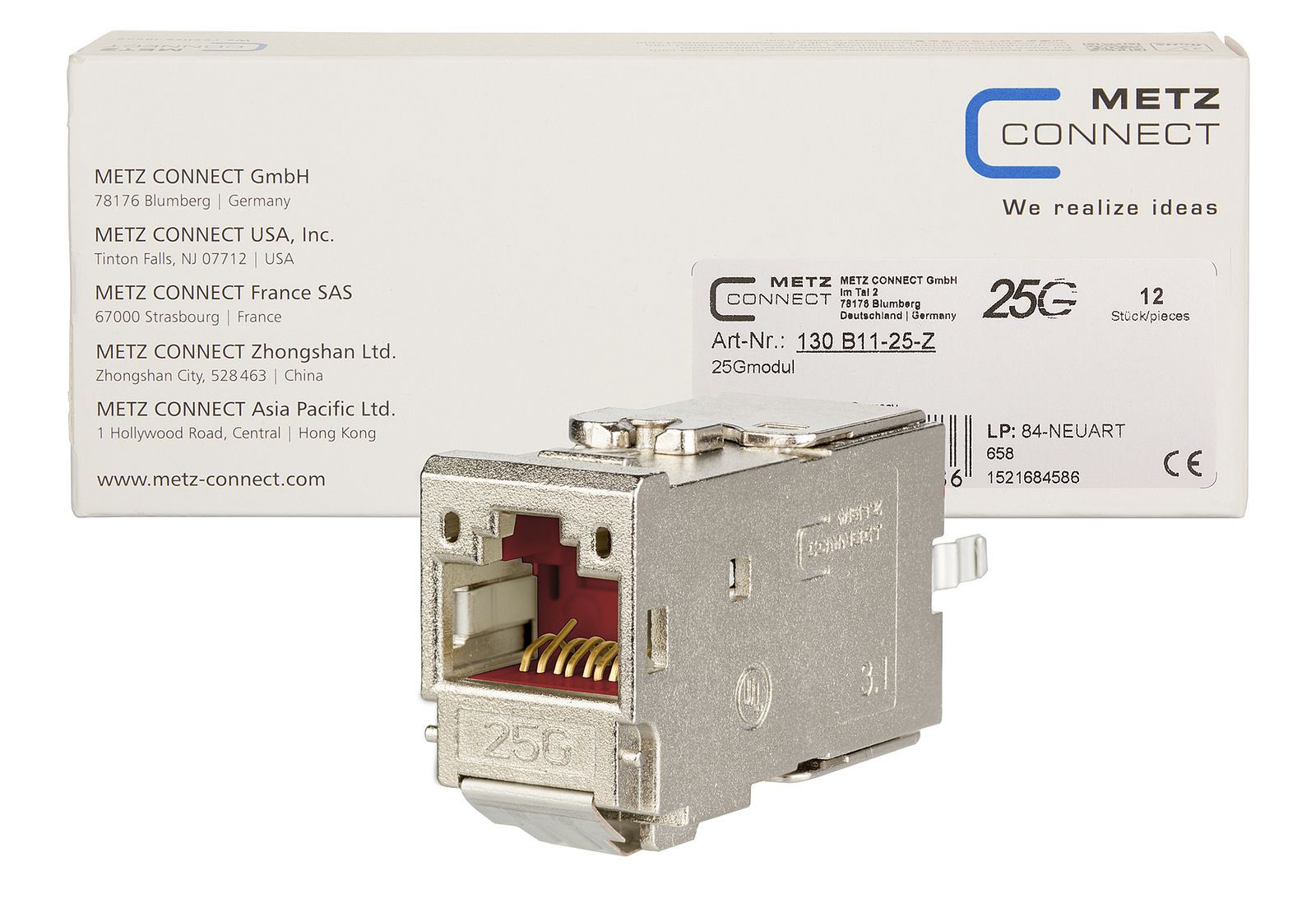 Modular-Buchse Cat5 RJ45 22-26AWG Schirm Feldkonf Litze massiv f.Rundkabel