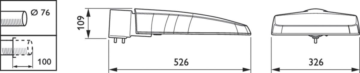 LED-Straßenleuchte 40,5W ClearWay 4000K Aufs/Ans 48-76mm 6090lm gr elektr.Trafo