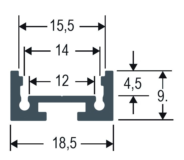 Profil alu IP20 3000x19x9mm Zubehör