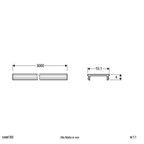 Abdeckung sym direkt Kst 3000x15,1x4mm