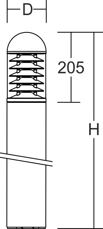 LED-Podestleuchte 10W MegaLamelle IP65 3000K 1LED 600lm si Alu Kst_tr