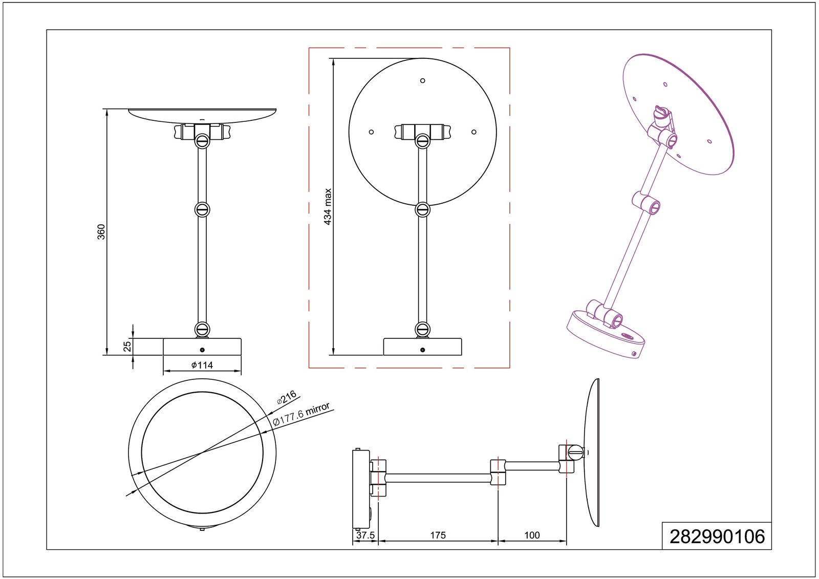 LED-Spiegelleuchte VIEW 3W 3000K 280lm chr Konv IP44