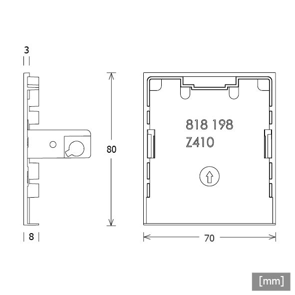 Endkappe si Lichtkanal 070 ST L70mm H3mm B80mm