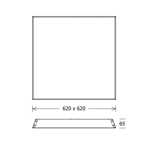 LED-Panel 620x620mm PL 38W 3000K 4660lm ws Konv Dimmung DALI IP20