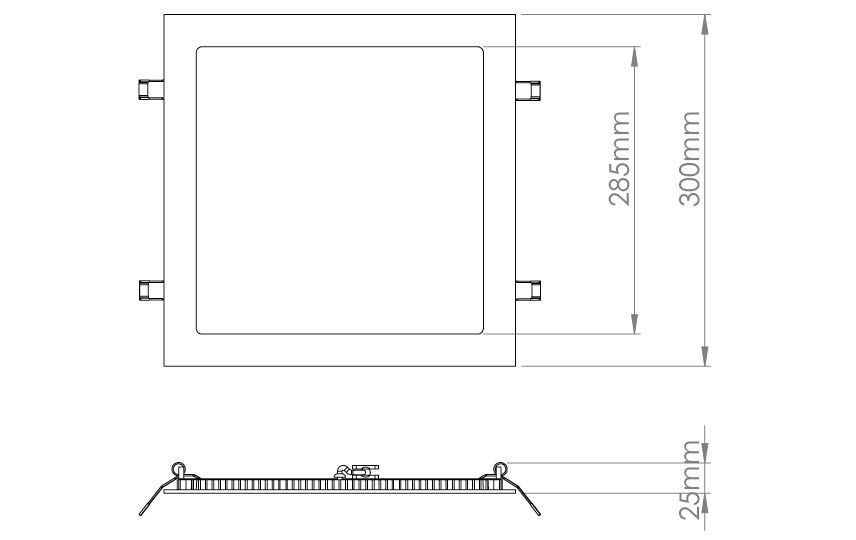 LED-Panel 300x300mm SENSE 26W 3000K ws 2250lm Konv Dimmung Phasenabschnitt IP40