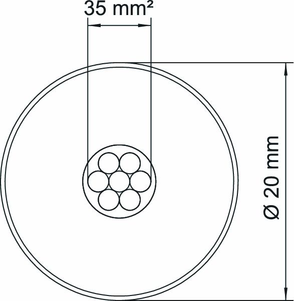 Runddraht Ø20mm unbeh 7draht weich Hochspannungsfeste isolierte Ausführung