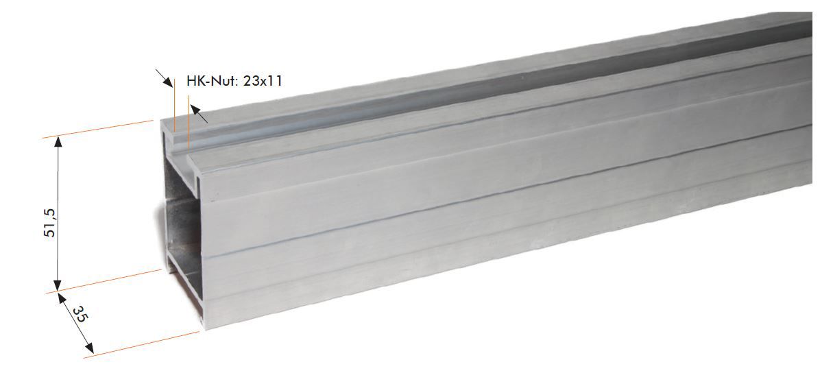 PV-Montageprofil 6m si Mit Kabelkanal Alu