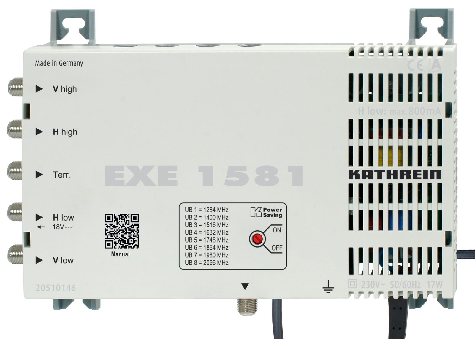 Multischalter 1Tln 5Eing aktiv NTeingeb 240mA 14/18 V DiSEqC 0/22kHz 14V/18V