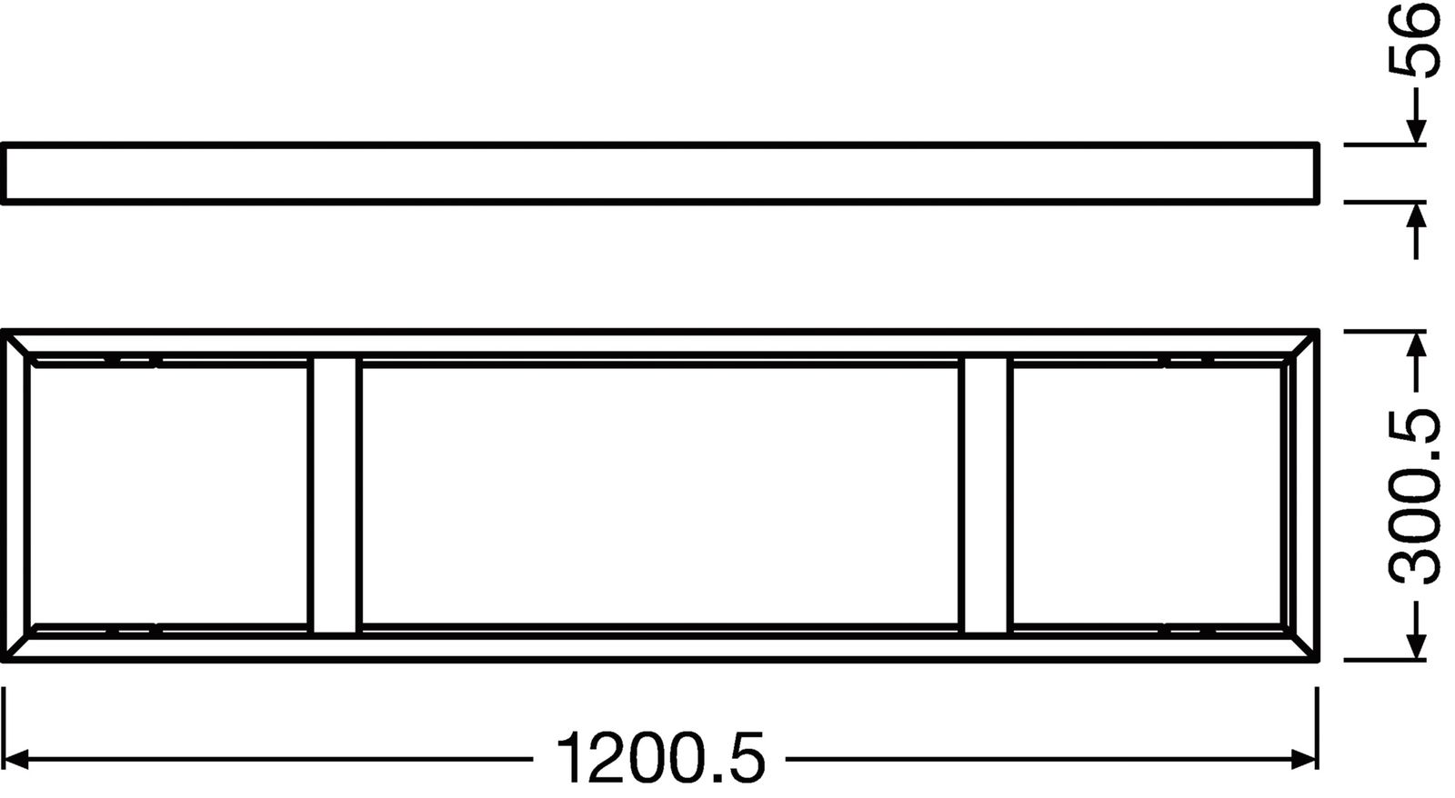 Aufbaurahmen ws SURFACE MOUNT Alu H56mm L1201mm B300,5mm