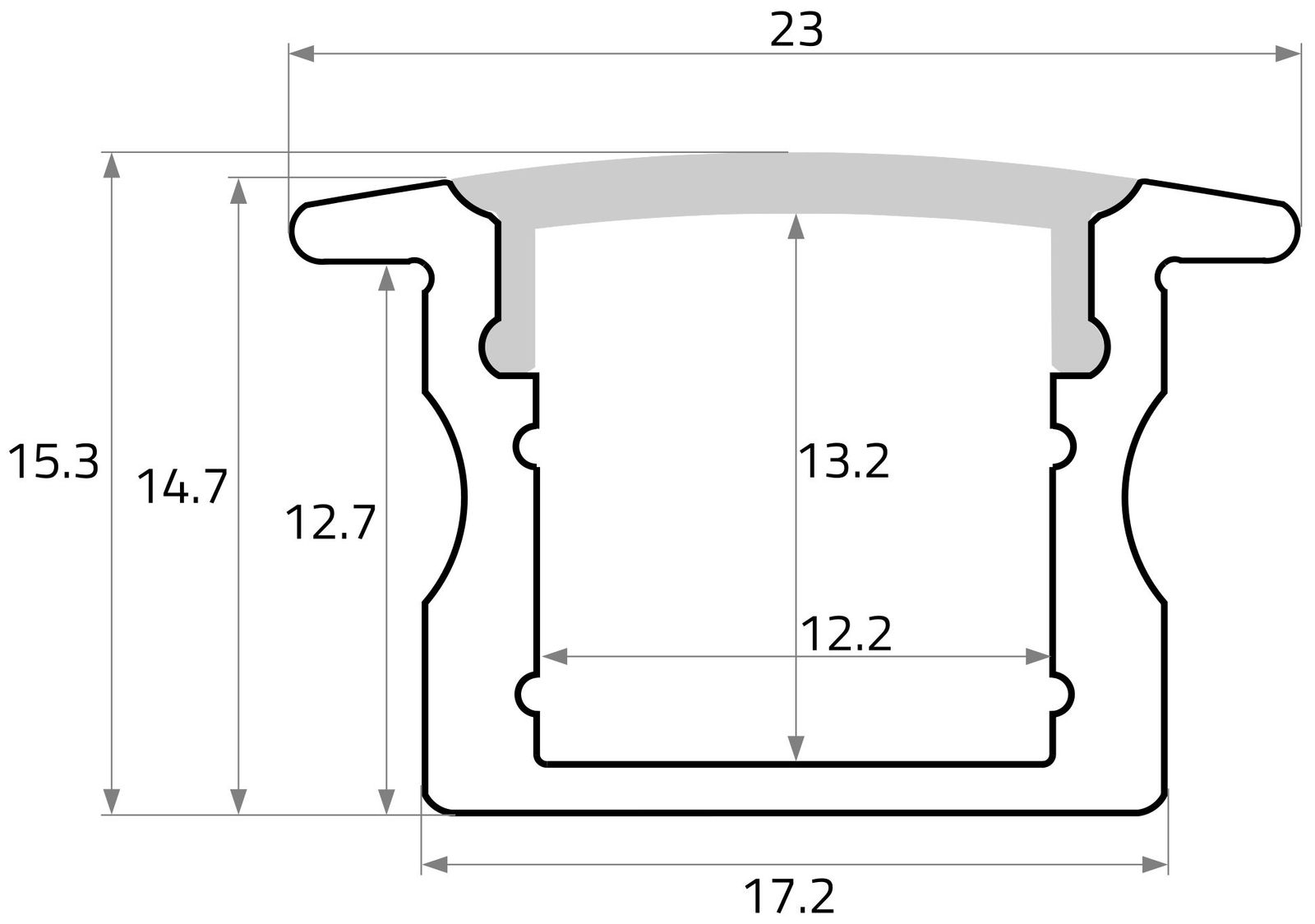 Alu-Profil alu L3000mm B23,3mm