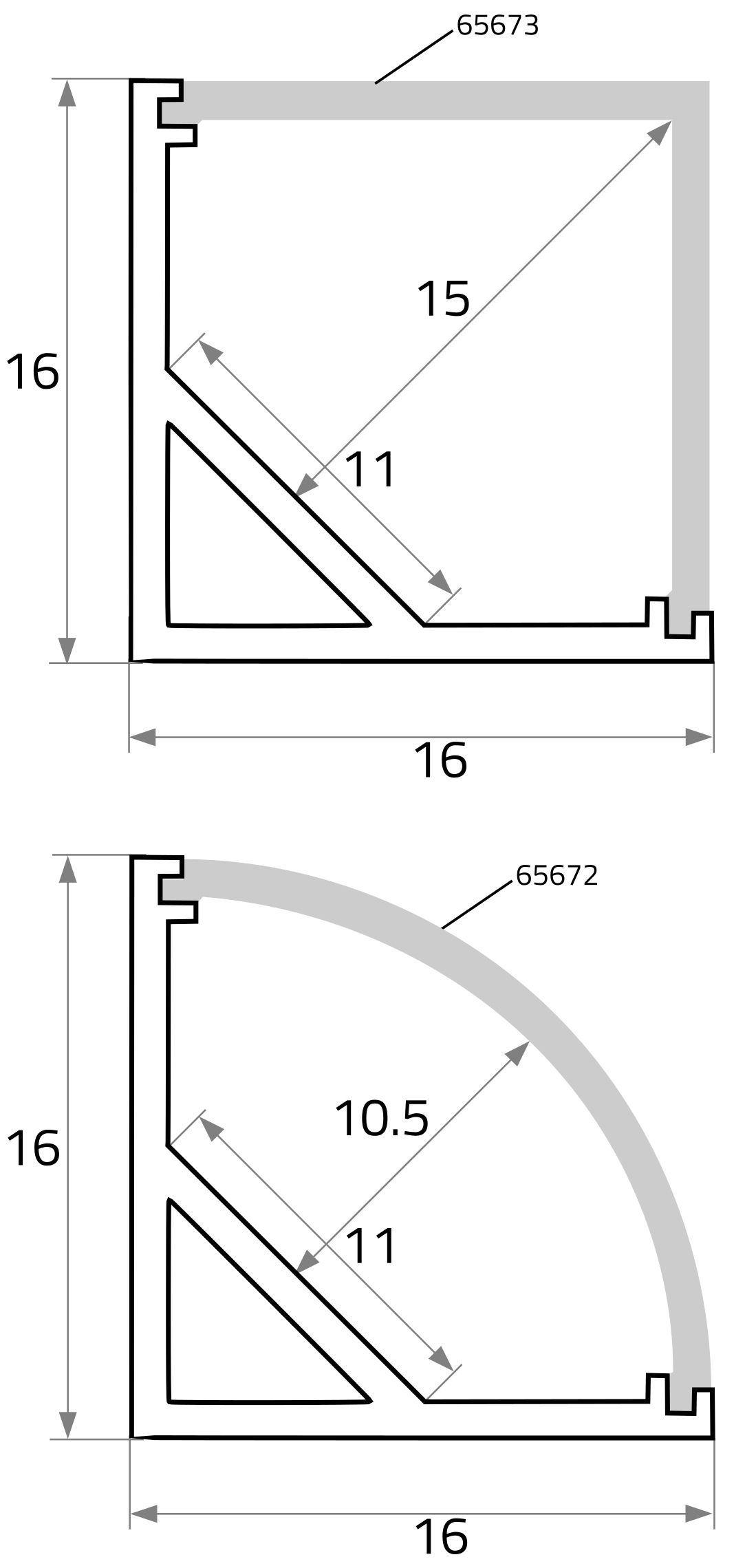 Alu-Profil alu L2000mm B16mm