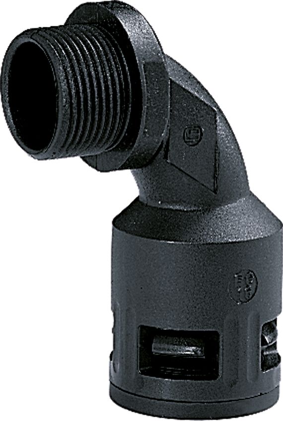 Wellrohrverschraubung PA Ø28,5mm 3/4Zoll 19mm(3/4) Polyamid (PA) IP68 90°Bog Gew