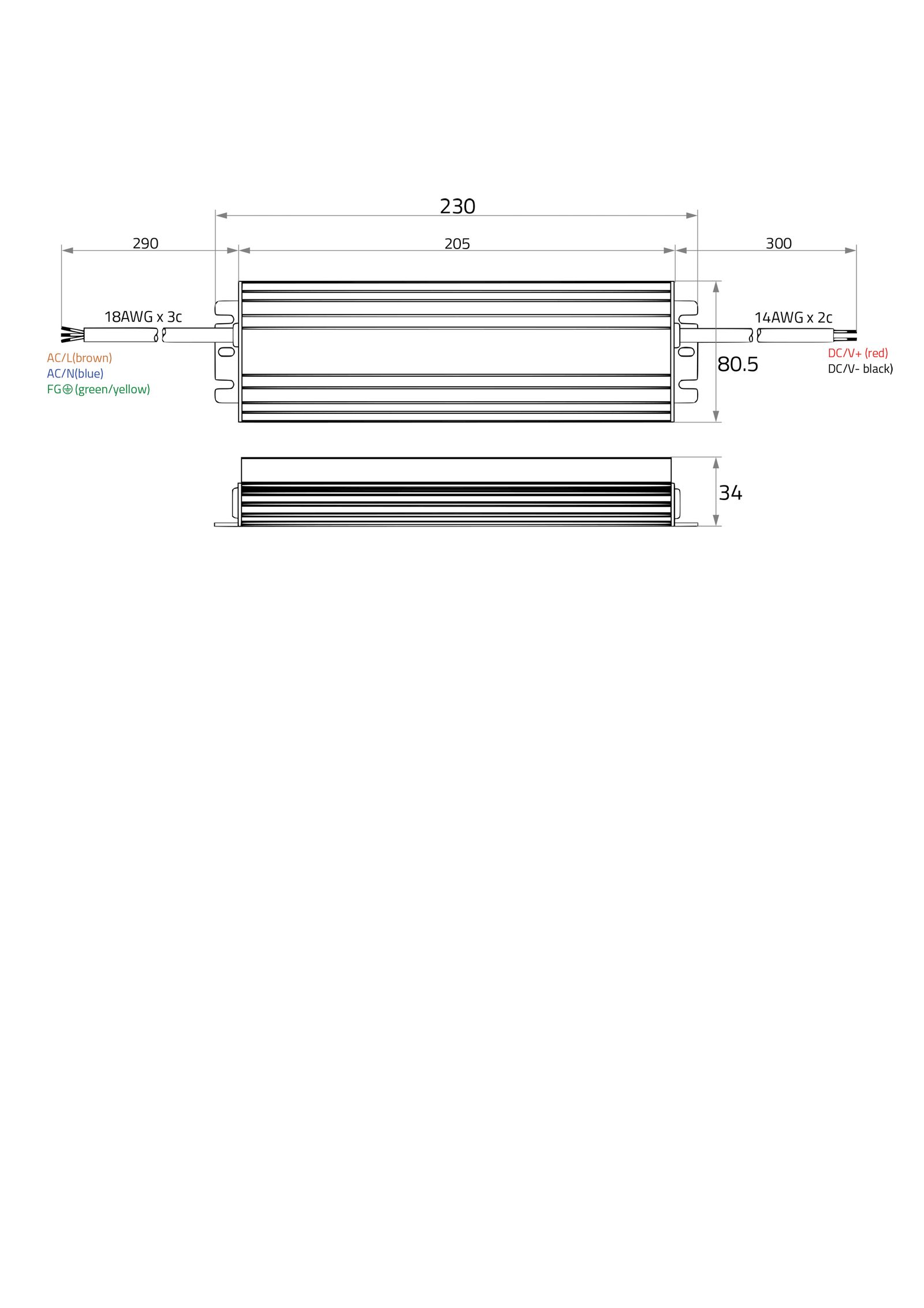 LED-Trafo 199,2W 8300mA 24V IP67 stat Metallgeh 205x80,5x34mm