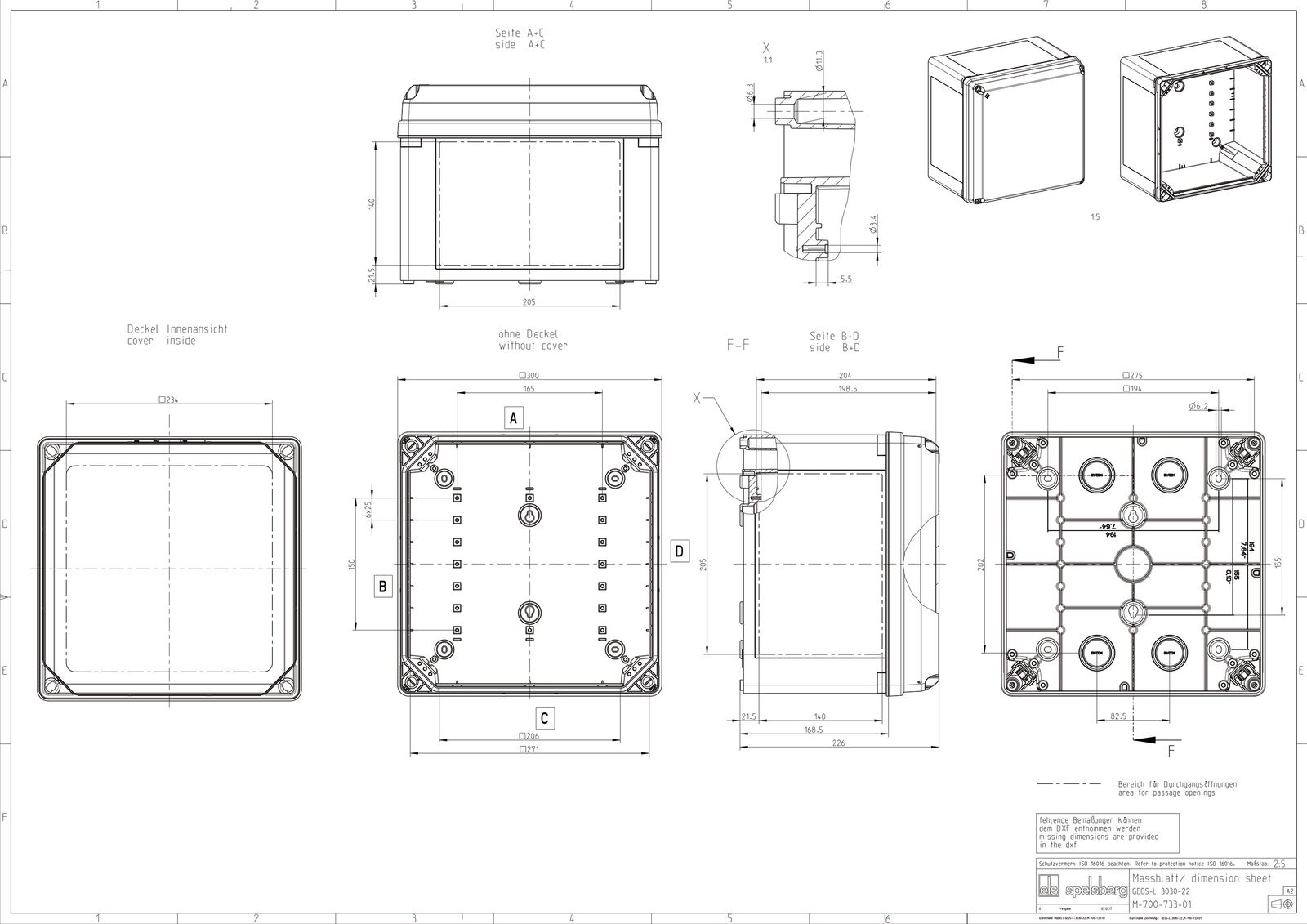 Leergehäuse Kst IP66 B300xH300xT226mm ET204mm geschl