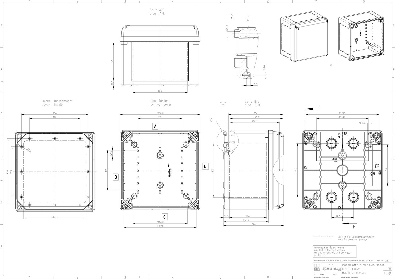 Leergehäuse Kst IP66 B300xH300xT226mm ET204mm geschl