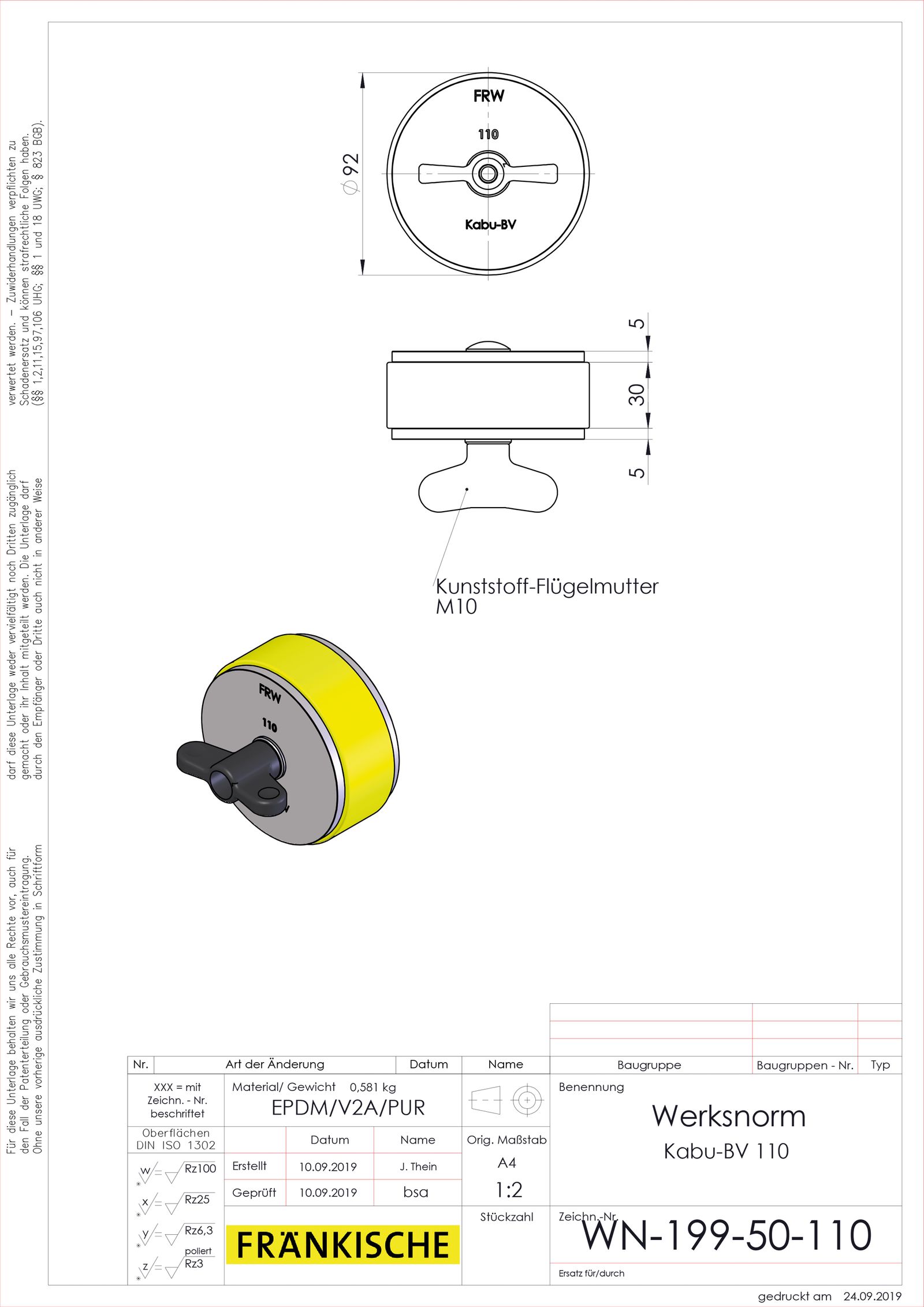 Rohrverschlussstopfen Kst Ø110mm ge Geeignet für f.flexible Rohre Luftdicht