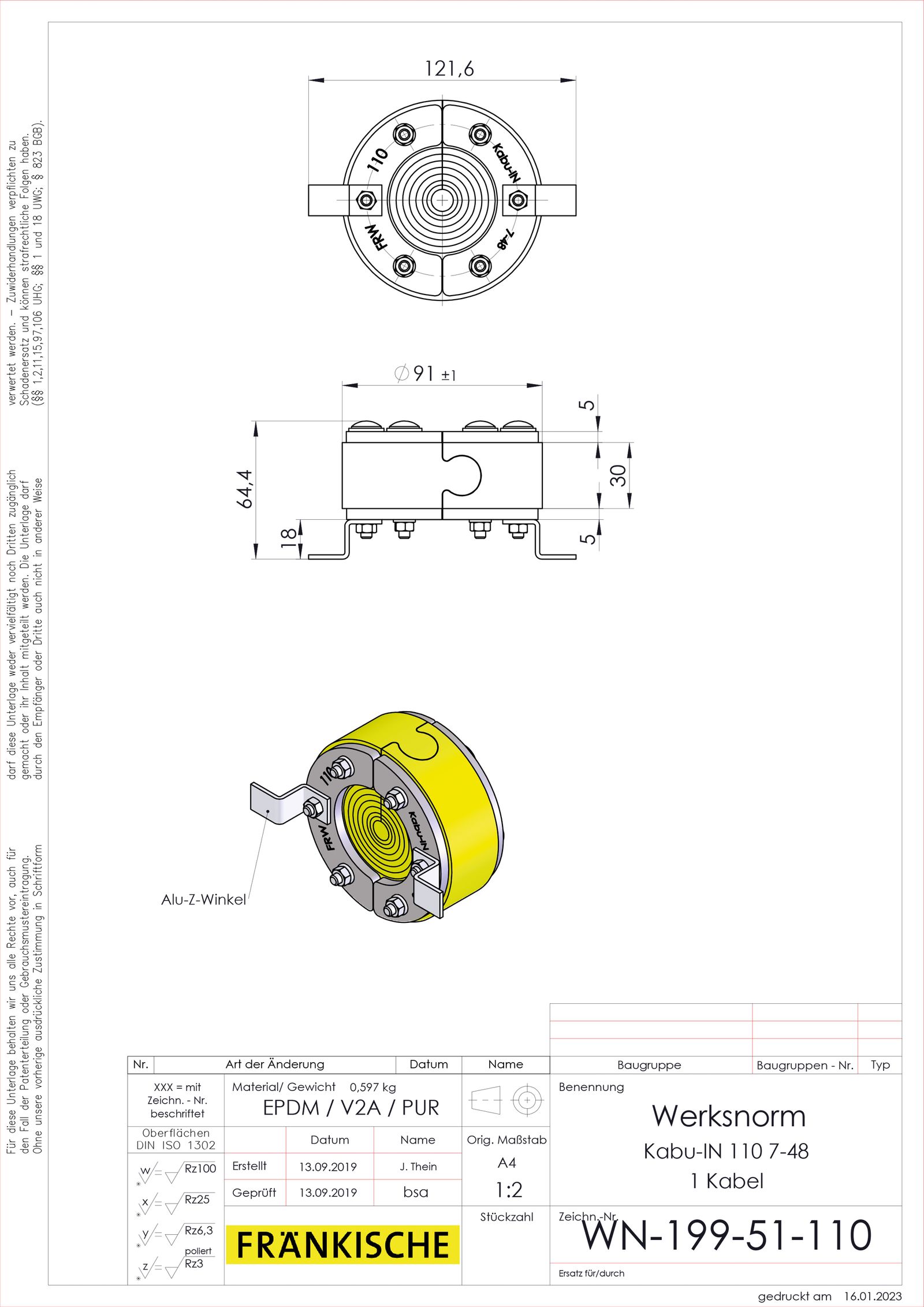 Rohrverschlussstopfen Kst Ø110mm ge Geeignet für f.flexible Rohre Luftdicht