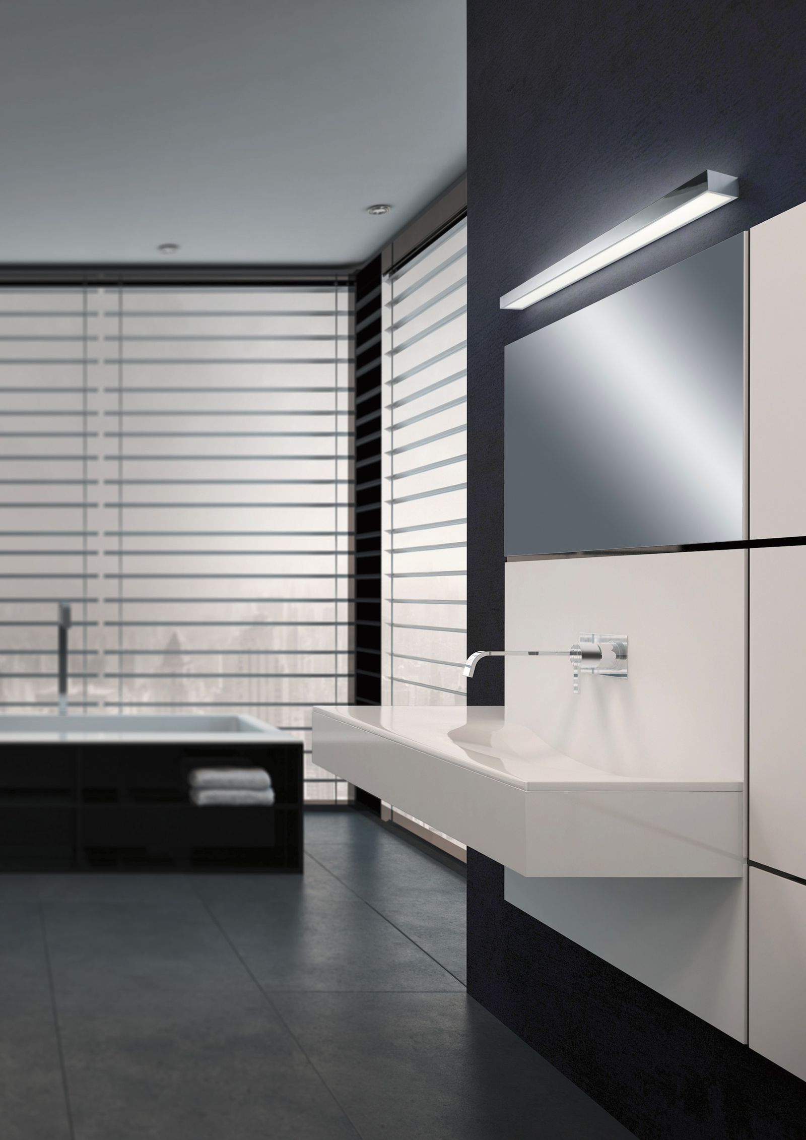 LED-Badleuchte THEIA 24W 2900K 1410lm chr Konv IP44 900x45x80mm