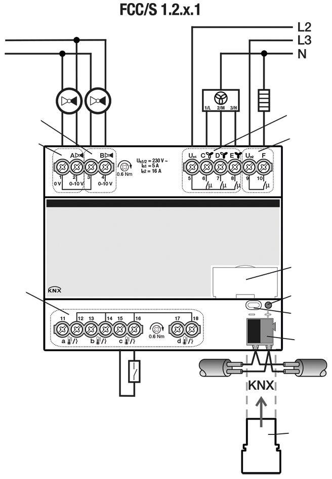 Heizungsaktor KNX REG 5Ausg 16A 24-230V Ventilschutzfunktion Handschaltung
