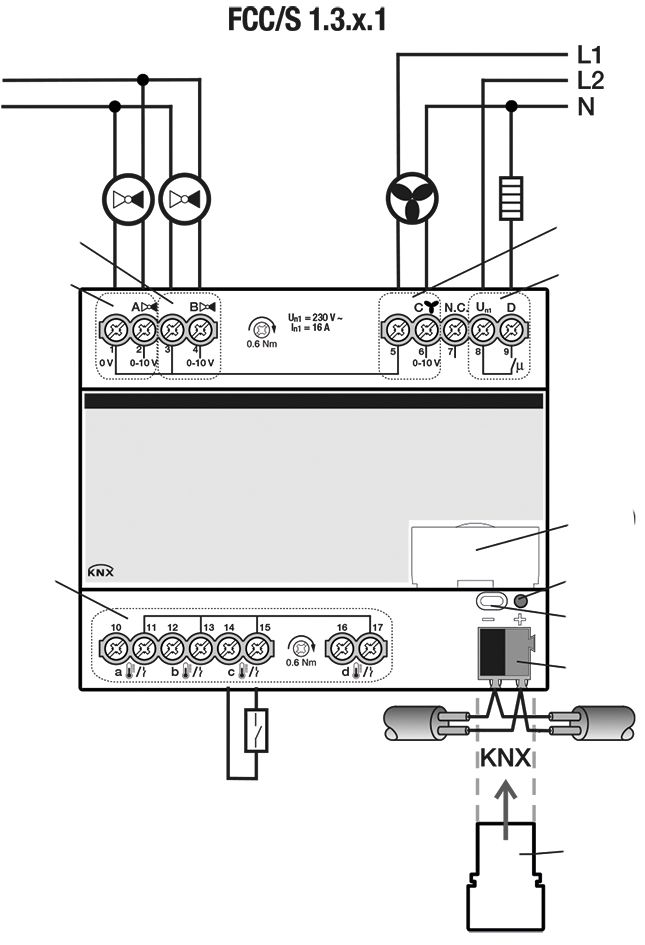 Heizungsaktor KNX REG 4Ausg 16A 24-230V Ventilschutzfunktion Handschaltung