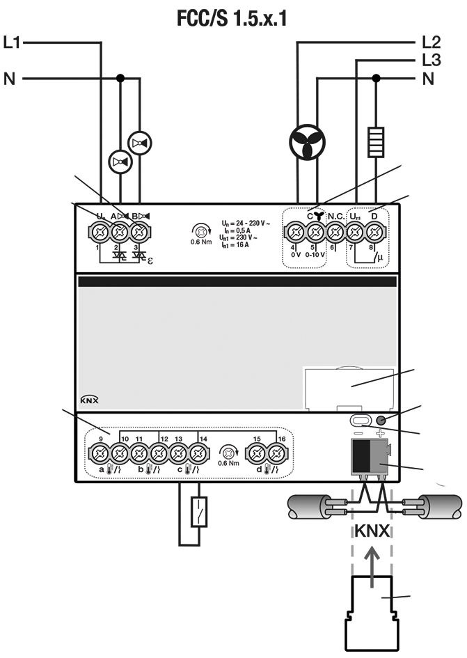 Heizungsaktor KNX REG 4Ausg 16A 24-230V Ventilschutzfunktion Handschaltung