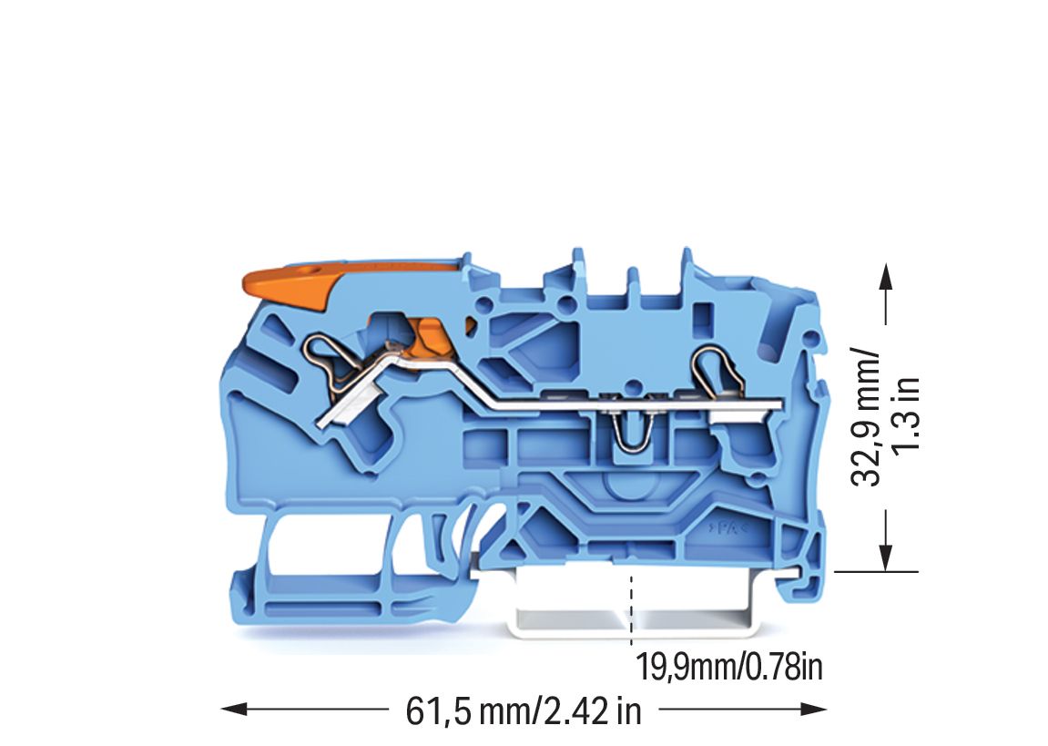 Reihenklemme 0,25-4qmm 1Etage 2kl bl 24A TS35 Hutschiene TH35