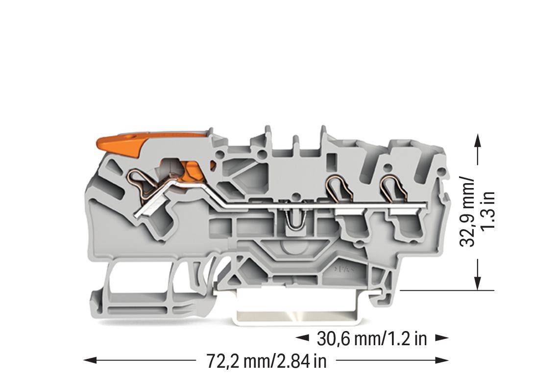 Reihenklemme 0,25-4qmm 1Etage 3kl gr 24A TS35 Hutschiene TH35