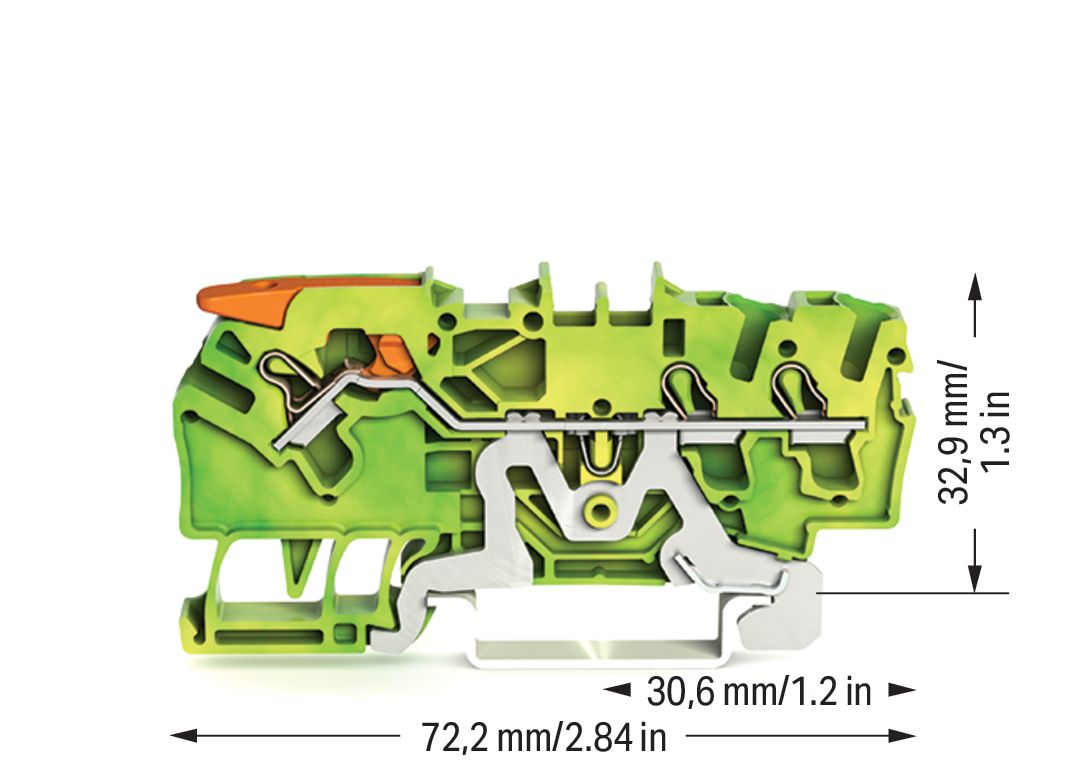Schutzleiter-Reihenklemme 0,25-4qmm gn/ge 1Etage Hutschiene TH35