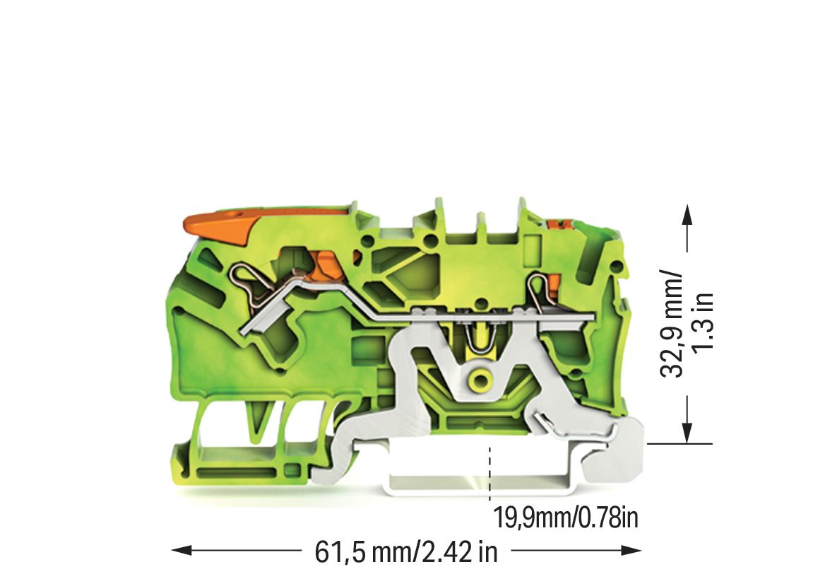 Schutzleiter-Reihenklemme 0,25-4qmm gn/ge 1Etage Hutschiene TH35