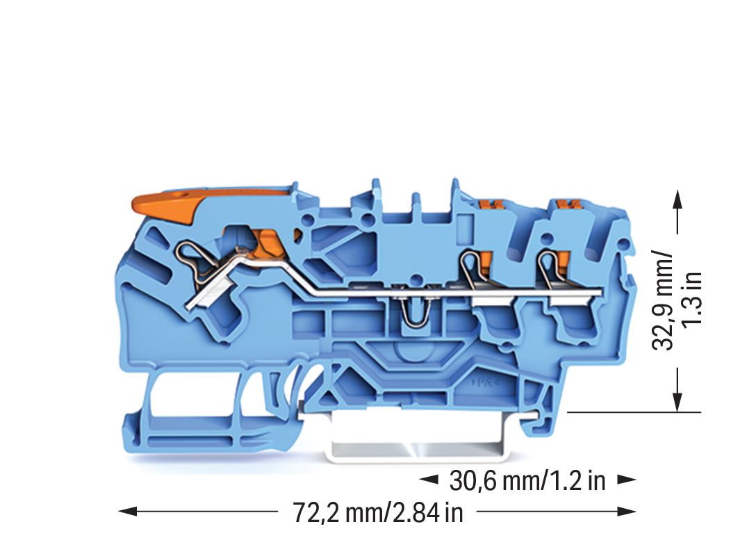 Reihenklemme 0,25-4qmm 1Etage 3kl bl 24A TS35 Hutschiene TH35