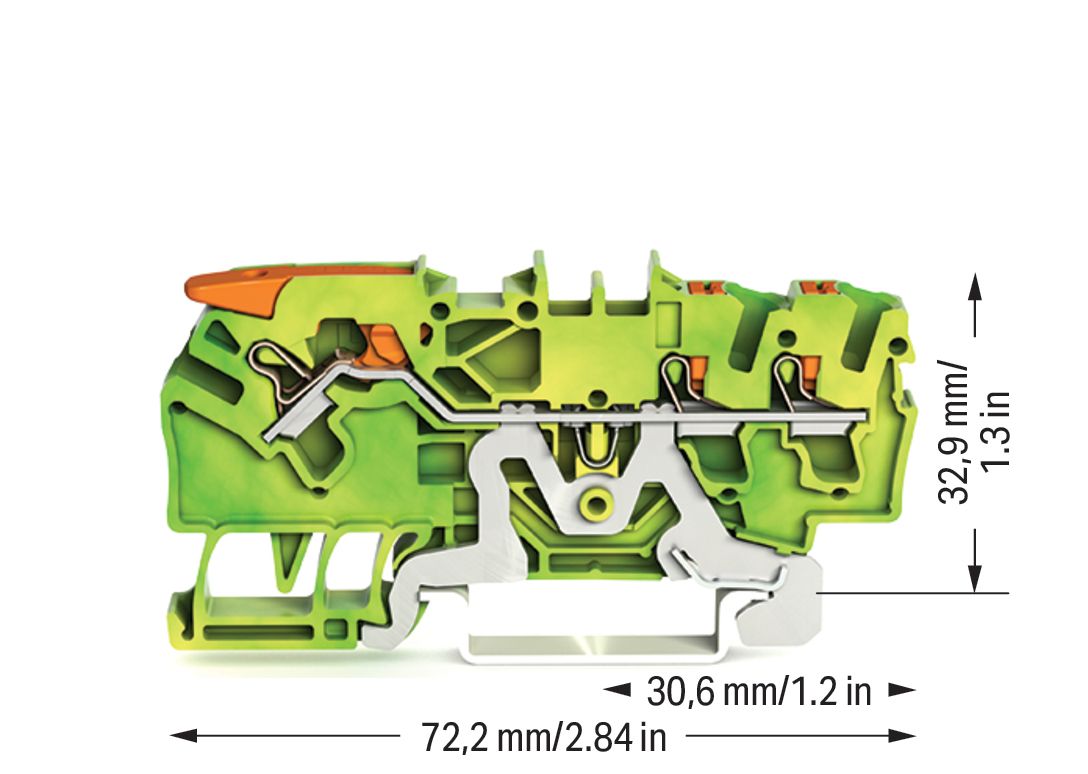 Schutzleiter-Reihenklemme 0,25-4qmm gn/ge 1Etage Hutschiene TH35