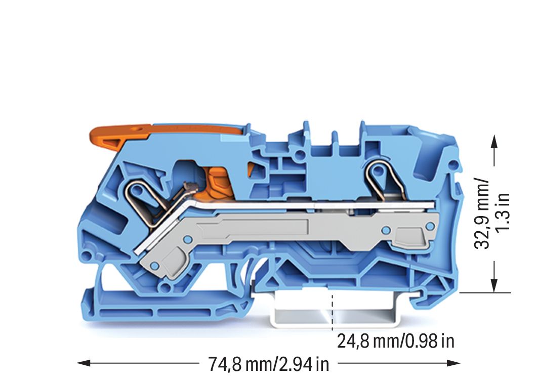Reihenklemme 0,5-10qmm 1Etage 2kl bl 41A TS35 Hutschiene TH35