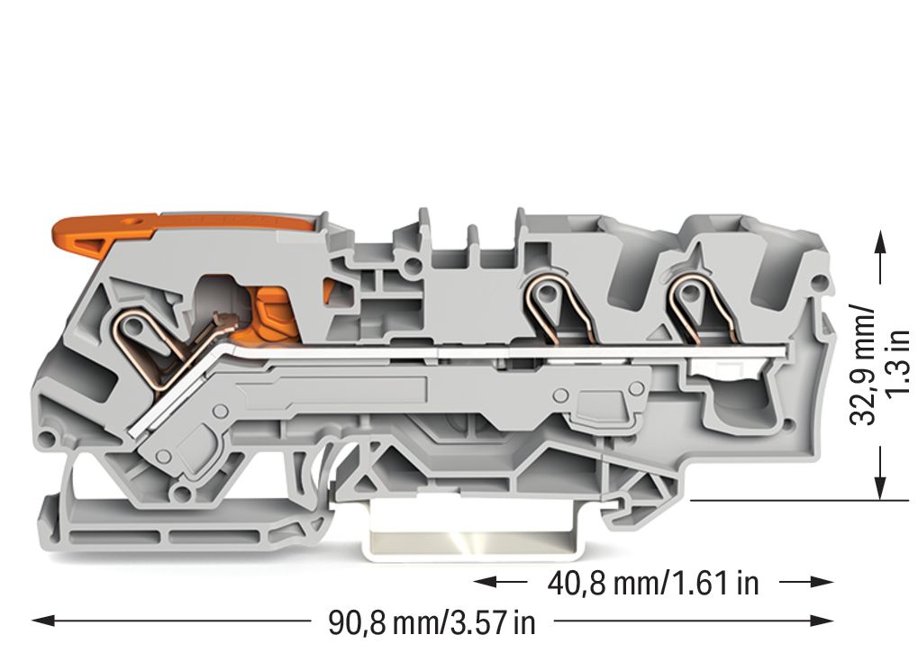 Reihenklemme 0,5-10qmm 1Etage 3kl gr 41A TS35 Hutschiene TH35