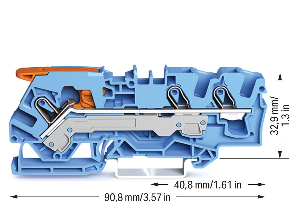Reihenklemme 0,5-10qmm 1Etage 3kl bl 41A TS35 Hutschiene TH35