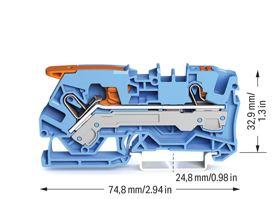 Reihenklemme 0,5-10qmm 1Etage 2kl bl 41A TS35 Hutschiene TH35