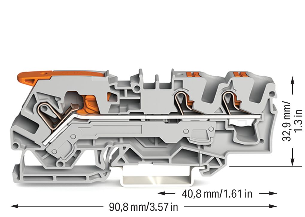 Reihenklemme 0,5-10qmm 1Etage 3kl gr 41A TS35 Hutschiene TH35