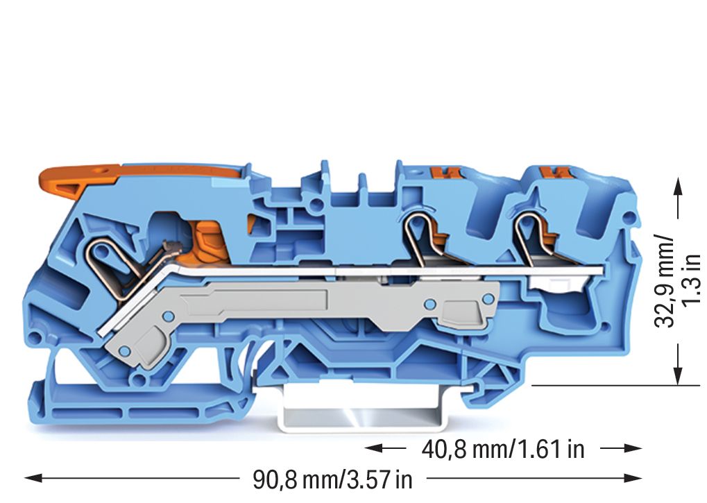 Reihenklemme 0,5-10qmm 1Etage 3kl bl 41A TS35 Hutschiene TH35
