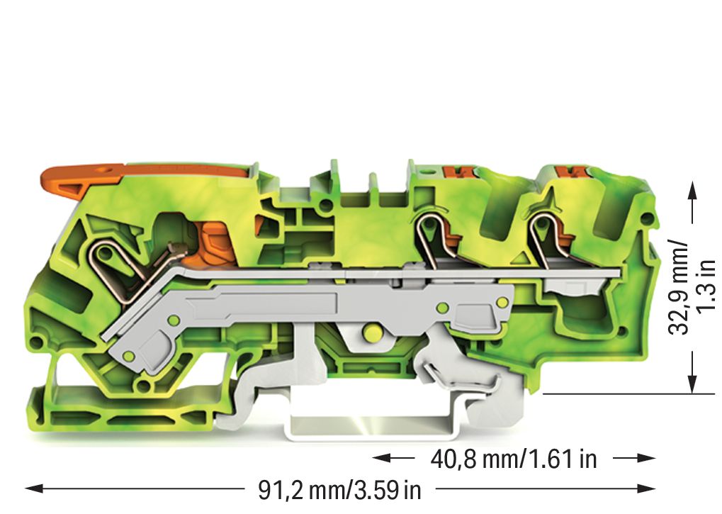 Schutzleiter-Reihenklemme 0,5-10qmm gn/ge 1Etage Hutschiene TH35